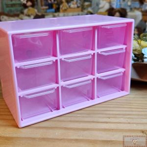 Caixa Organizadora Plástica - ROSA - 9 Gavetas (1UN) 18 x 9,5 x 12 cm