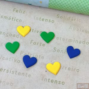 Aplique de Silicone Coração Brasileiro (6UN)