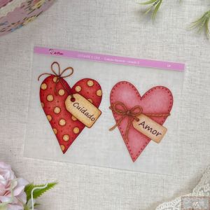 Estampe e Crie "Coleção Aquarela" - 2 Corações!