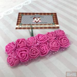 MINI FLOR DE EVA - ROSA ESCURO 12UN