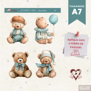 Estampe e Crie PP - Urso Azul - 01