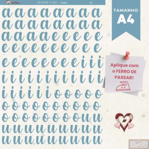 Estampe e crie GG - VOGAIS - 02 (Azul)