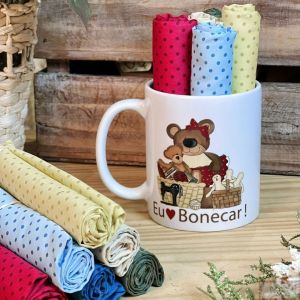 URSO - Combo Tecidinhos na Caneca - I ♥ Bonecar!