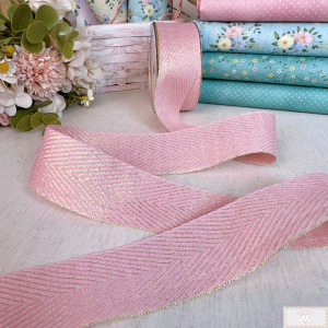Fita Chevron Lurex 38MM - ROSA  - MT