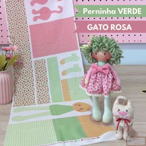 VERDE - Painel PET Dolls GATO C00642 - Faz 1 BONECA + 1 BICHINHO!