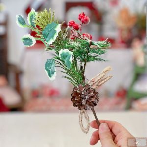 Pick Natalino - LAÇO DE SISAL E FRUTINHAS (30CM)