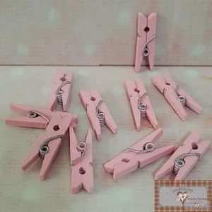 MINI PRENDEDOR MADEIRA ROSA - 10UN