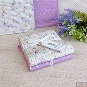 Kit Tricoline "Lavanda" - POÁ e FLORAL LISTRAS - 2 CORTES (50X150CM)