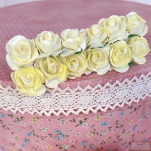 Mini Rosa de Papel - AMARELO CLARO (12UN)